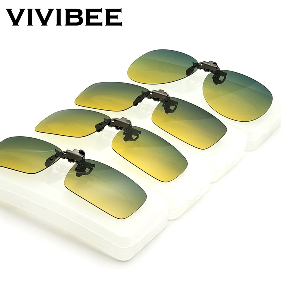 Vivibee Day and Night Vision Clip na okuliaroch na riadenie polarizovaných mužov Zelený žltý šošovkový šošovkový letecký rybolov Rybolové slnečné okuliare