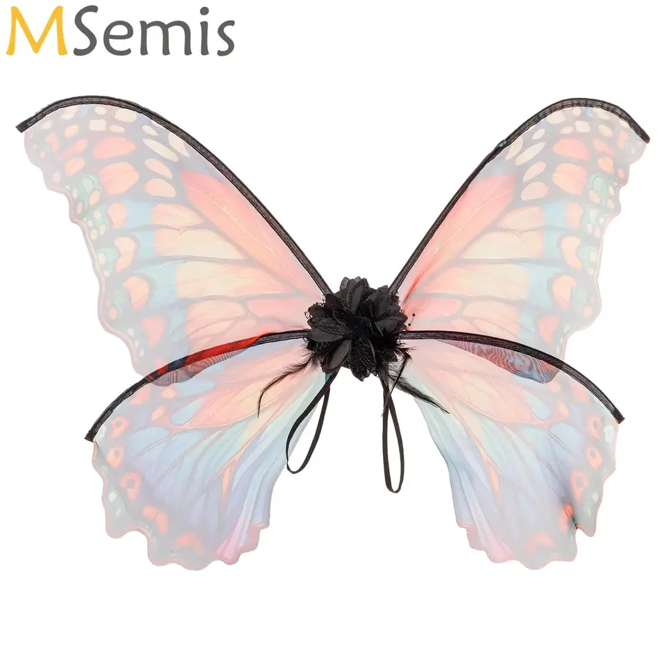Vivid Butterfly Flower Fairy Elf Wings Dospelí Kids Anjel Skladacie krídla Halloween princezná cosplay šaty na párty rekvizity