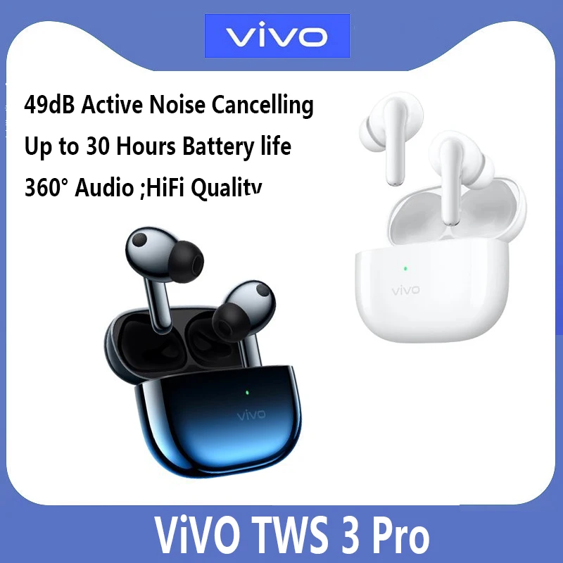 Vivo TWS 3 Pro SARPOL TRUE WIRELESS Bluetooth slúchadlá modro biele všeobecné doty