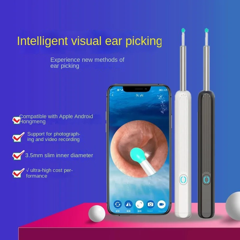 Vizuálny uší Smart Wireless Ear Vosk Remover Luminous Otoscope Ear Cleaner 1296p HD Endoscope Mini Camera Health Care