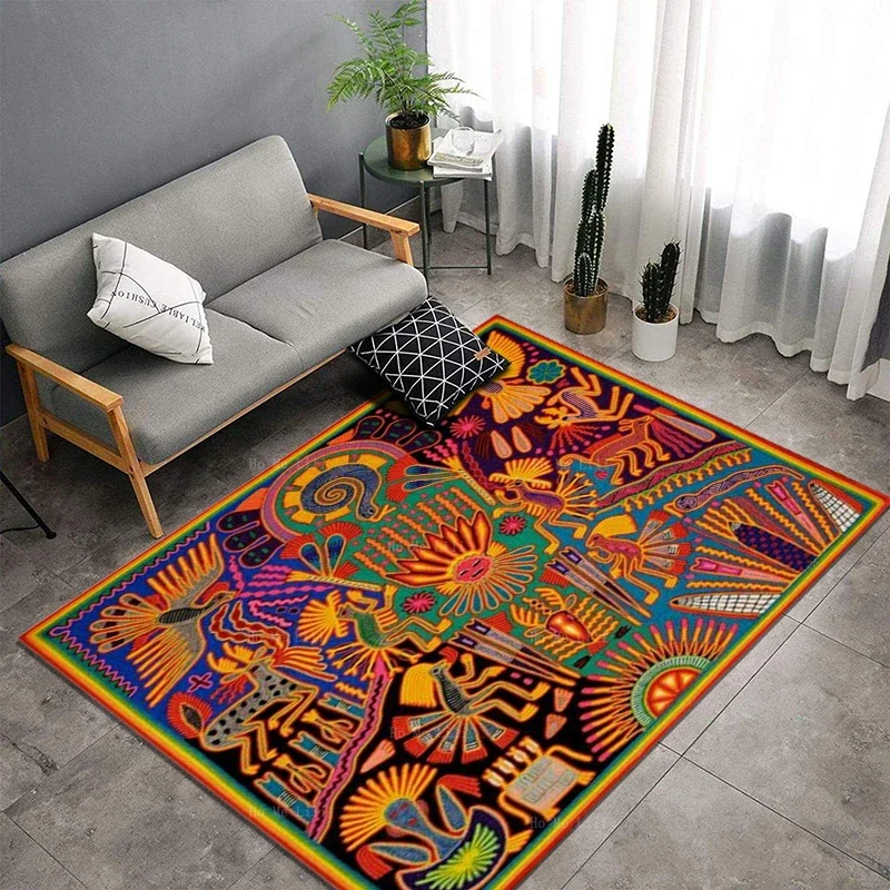 Vizuály Mayan Aztec Psychedelic a Ohromujúca meditácia Art Populárne abstraktné zvieratá flanelové podlahové koberce od ho me lili