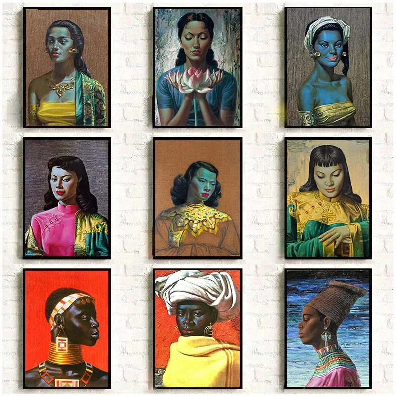 Vladimir Tretchikoff Artwork Oriental Africa Women Women Plaght Canvas maľba nástenné umelecké obrázky moderná miestnosť