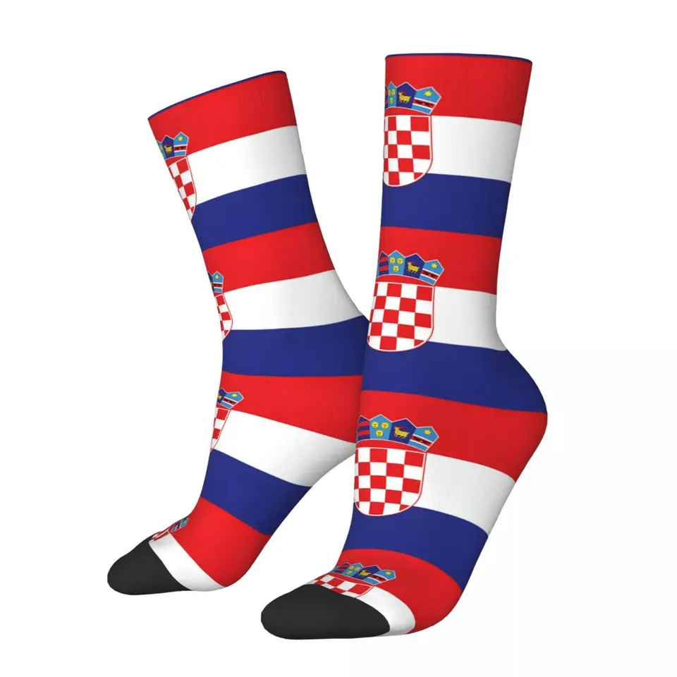 Vlajka Chorvátska unisex zimné ponožky cyklovanie šťastné ponožky Street Style Crazy Sock