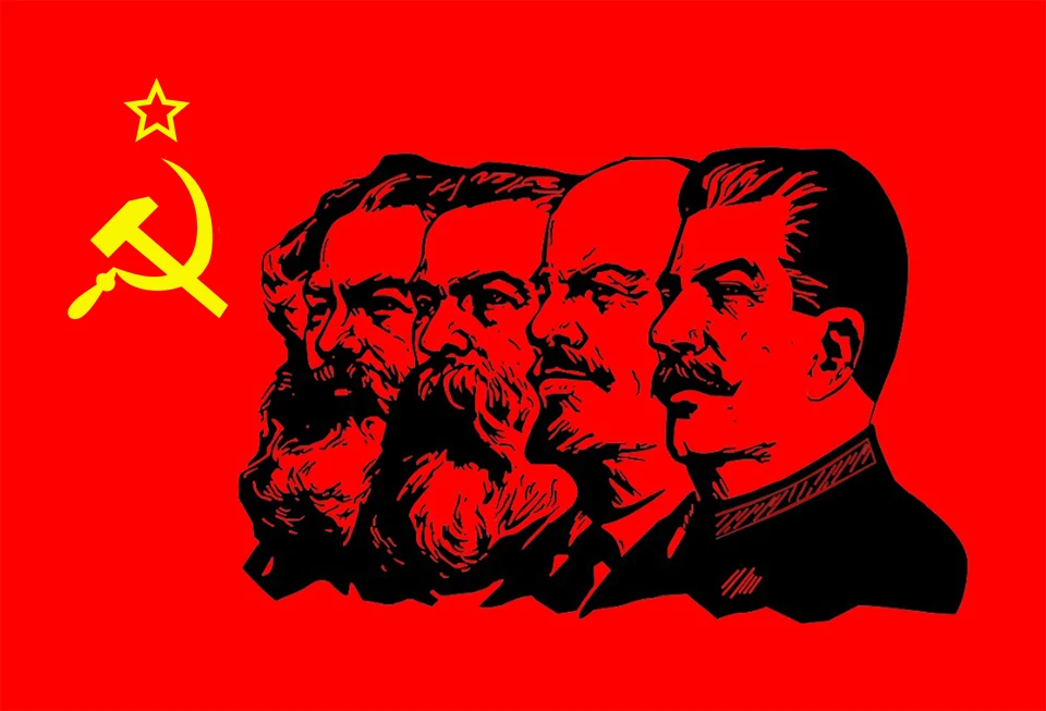 Vlajka komunizmu 90 x 150 cm Marx Engels Lenin Stalin CCCP ZSSR Sovietsky znak vlajky a transparenty