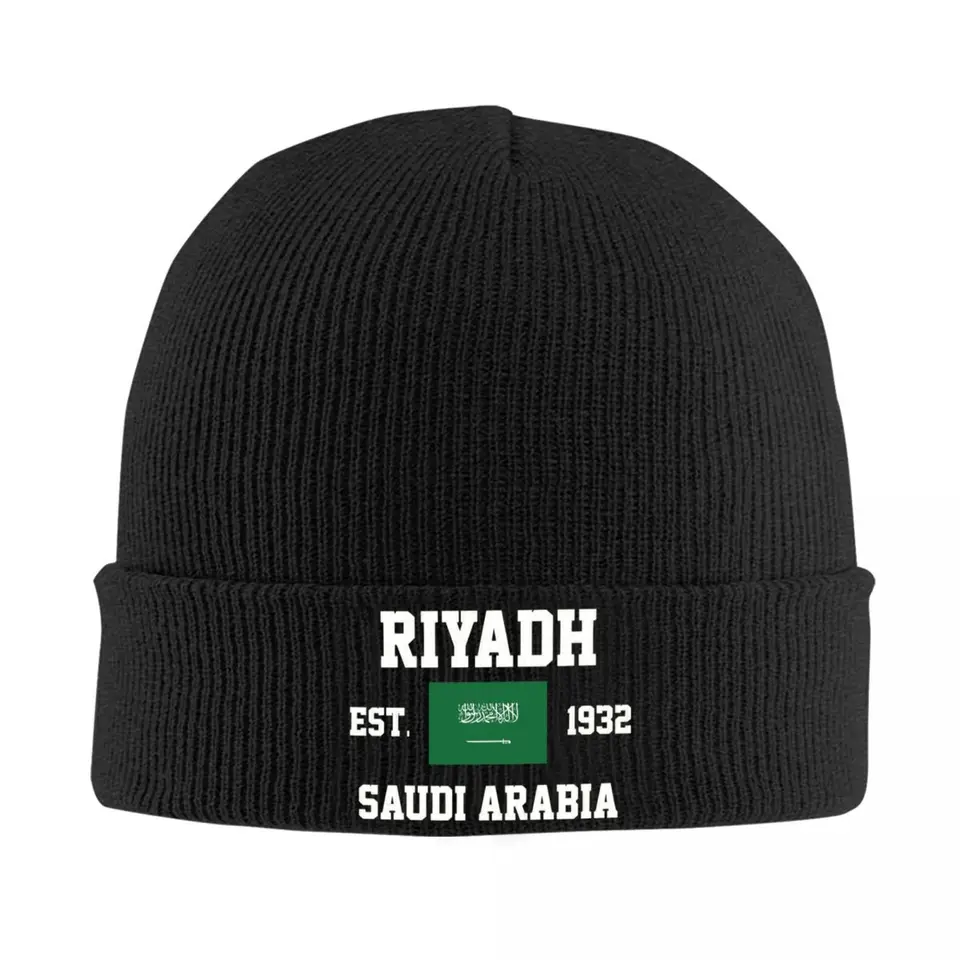 Vlajka Saudskej Arábie pletené klobúky Dámske mužské čiapky zimné klobúky akrylové est.1932 Rijadh Casual Cap