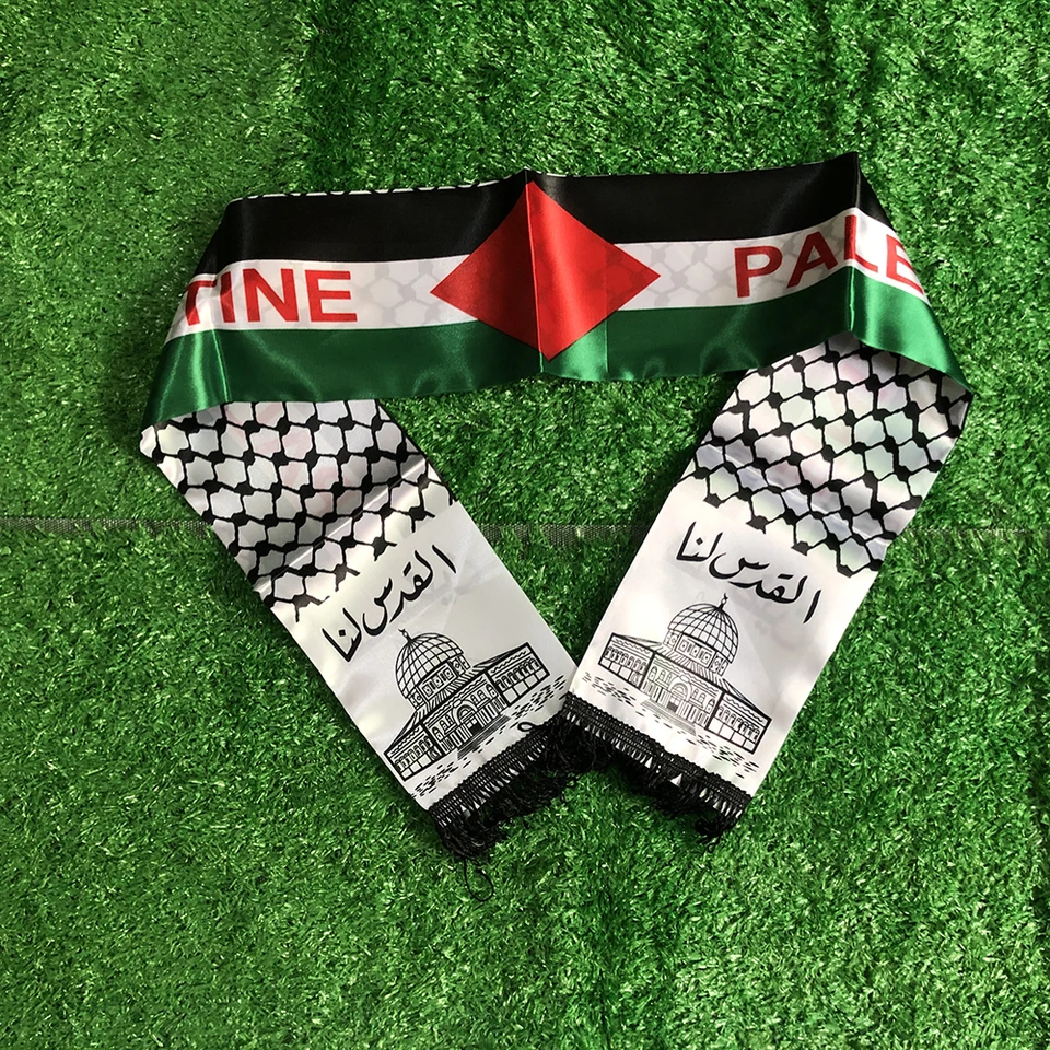 Vlajka Sky Palestine Vlajka Vlastná šál Palestína Národný deň 14*130 cm šál saténovú palestínsku vlajku šál