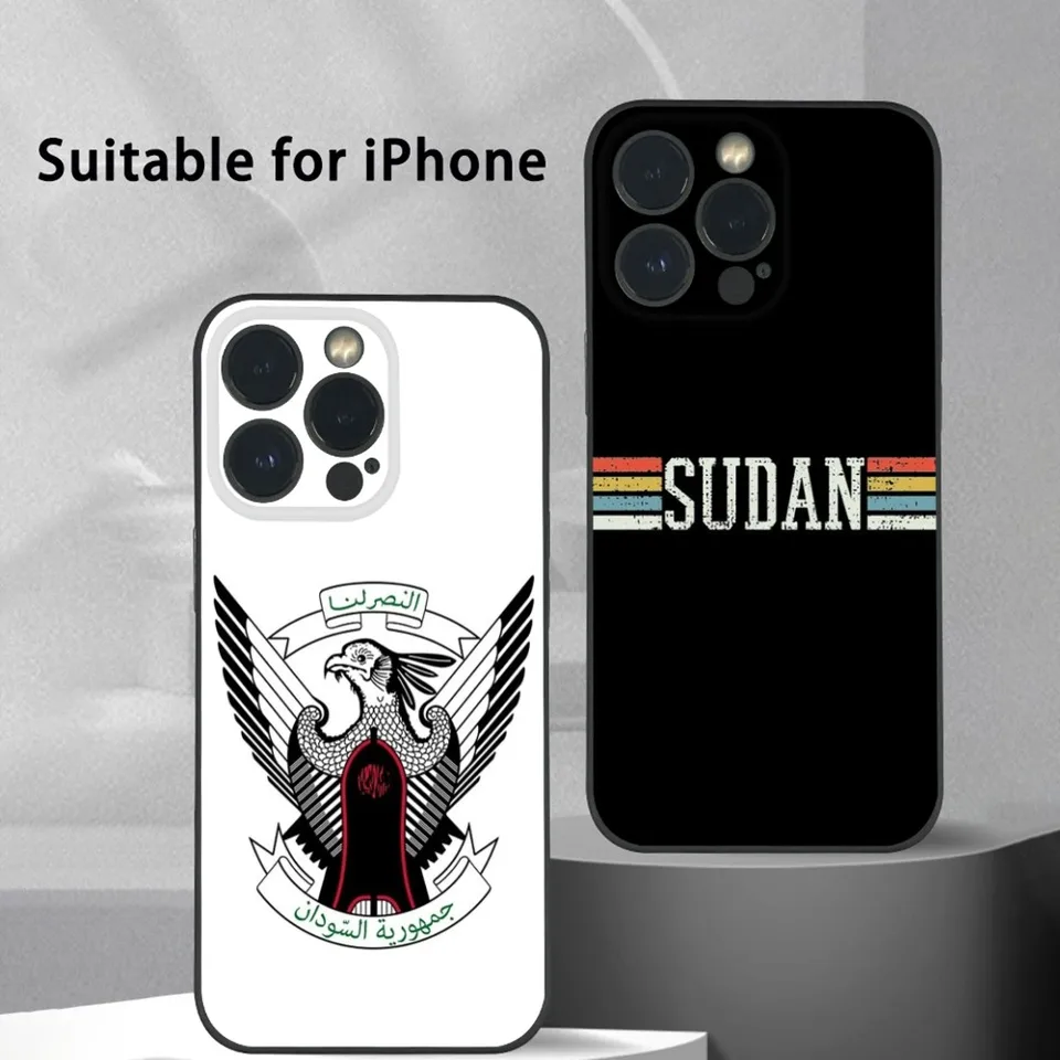 Vlajka Sudánskeho vzoru telefónneho puzdra pre iPhone 16 15 14 13 Pro Max Plus Mini Frosted Soft Shell Funda