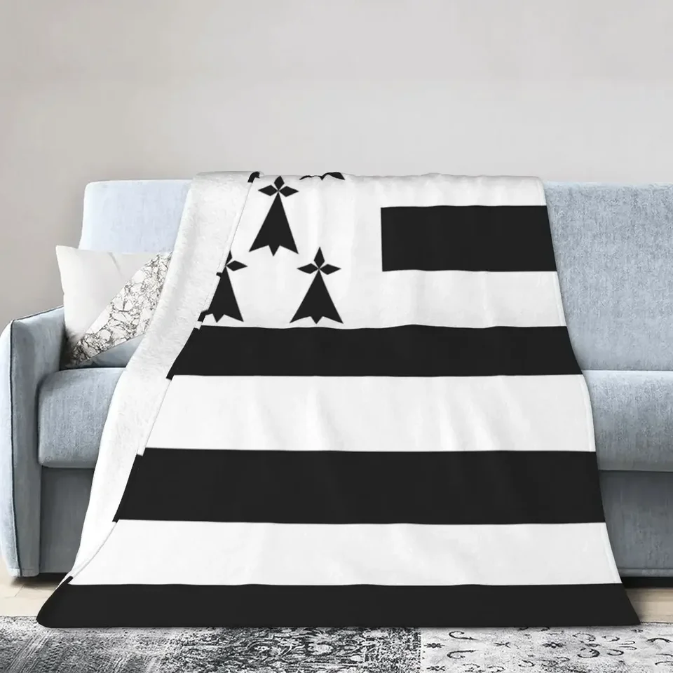 Vlajka z Bretónska Drapeau Breton Gwenn-Ha-du ermine prikrývky mäkké teplé flanelové hádzanie prikrývku na piknik cestovanie domov pohovka