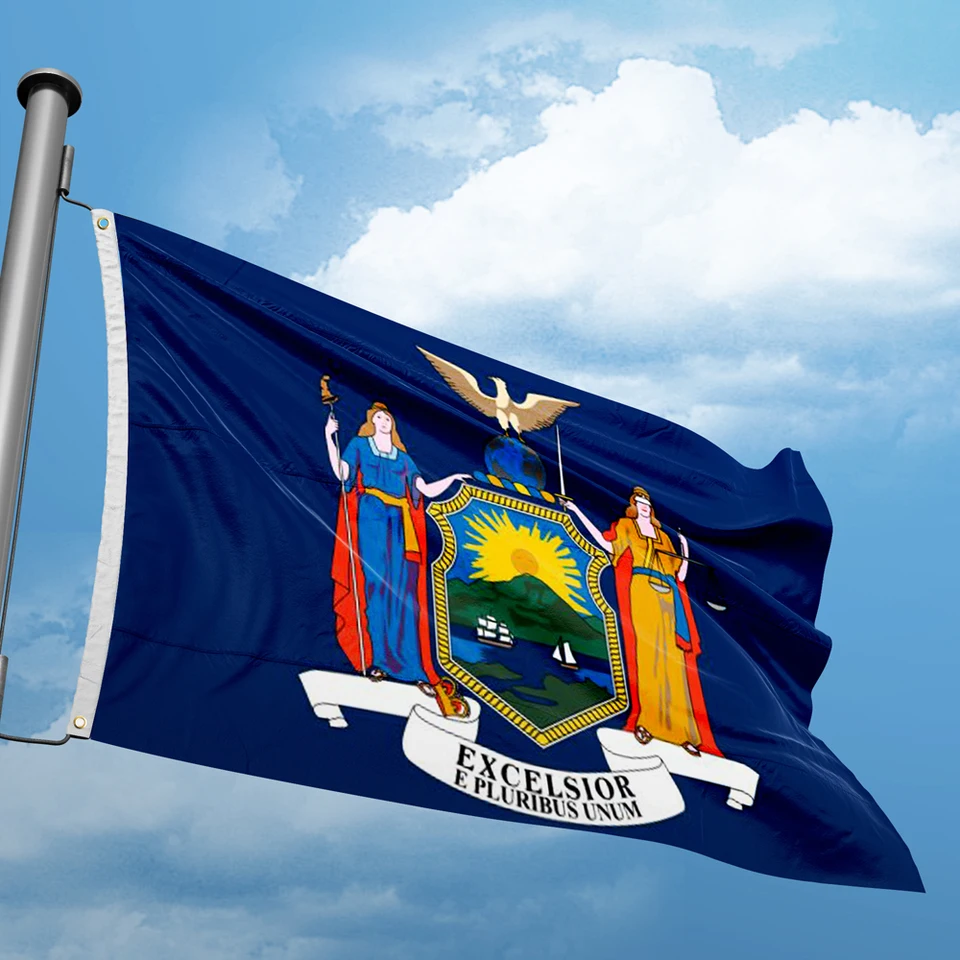 Vlajka z New Yorku 3*5ft 90*150 cm USA štáty Vlajky dizajn Vnútorné vonkajšie dekorácie Bannery Polyester UV odpor s dvojitým stehom