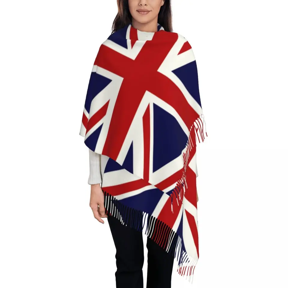 Vlajka únie Jack z britského šálu žien Dlhá zimná zimná teplá šatka šatky unisex šály