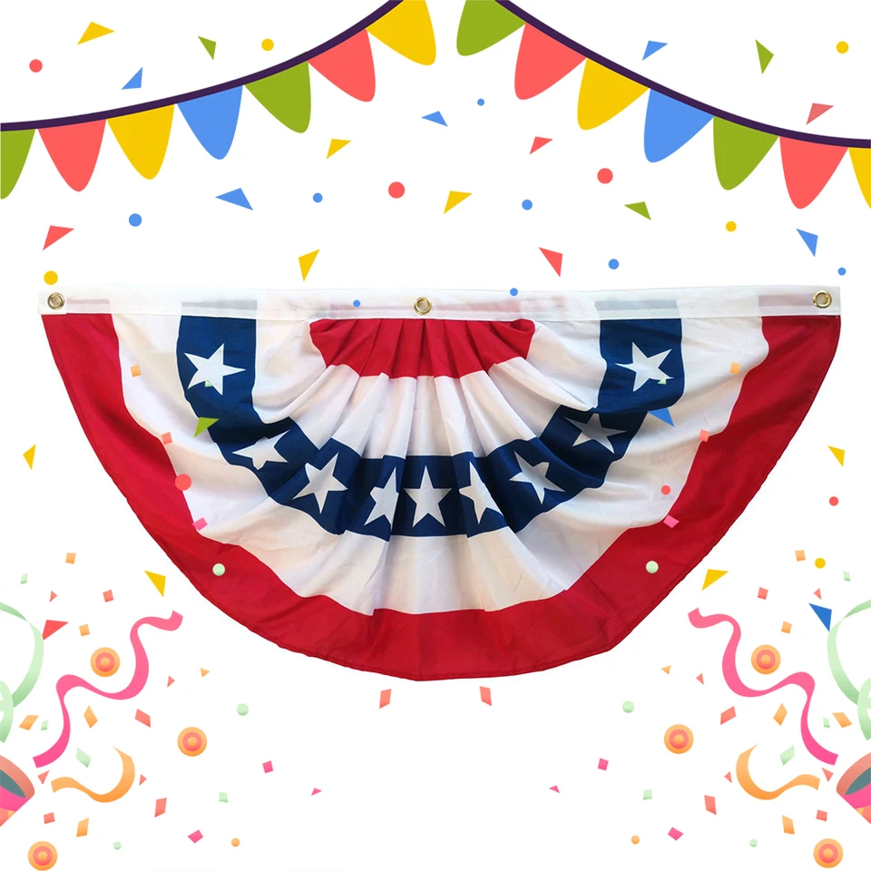 Vlajky USA skladané fanúšikovia Vlajka Vlajka Patriotic Half Fann Banner Flag Dekorácie American US Bunting Flag štvrtý júl dekorácie vonkajšie