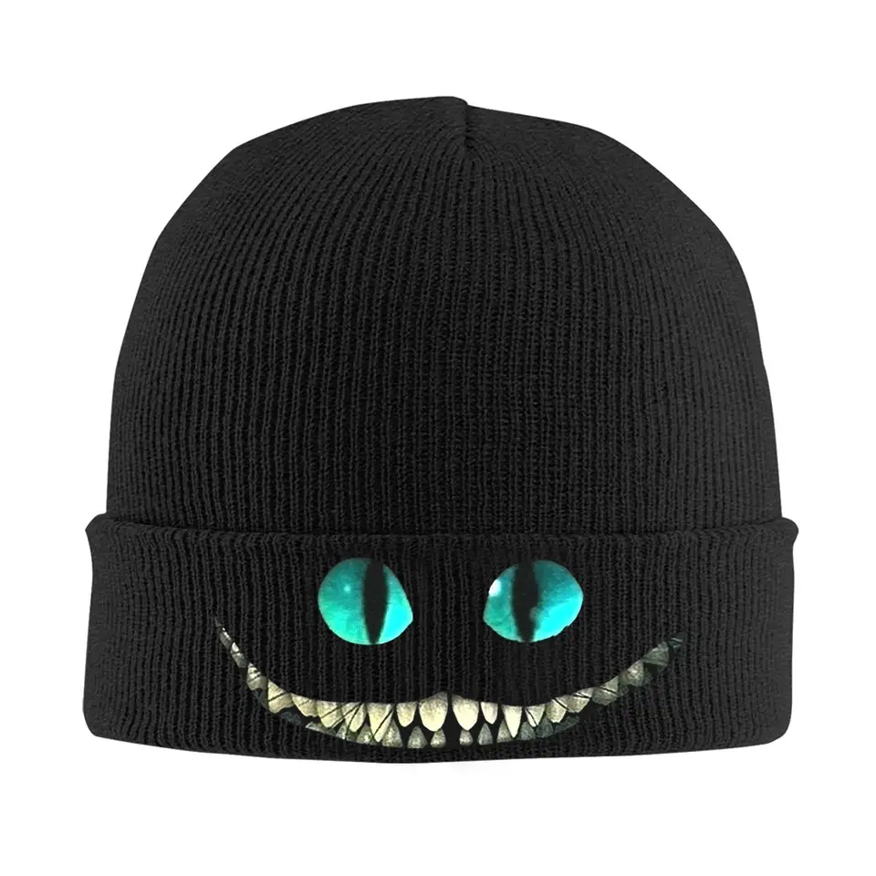 Vlastná cheshire mačka tvár lebky čiapky čiapky Men ženy unisex ulica zima teplý pletený klobúk dospelý Alice Alice v ríši divov kapoty klobúk