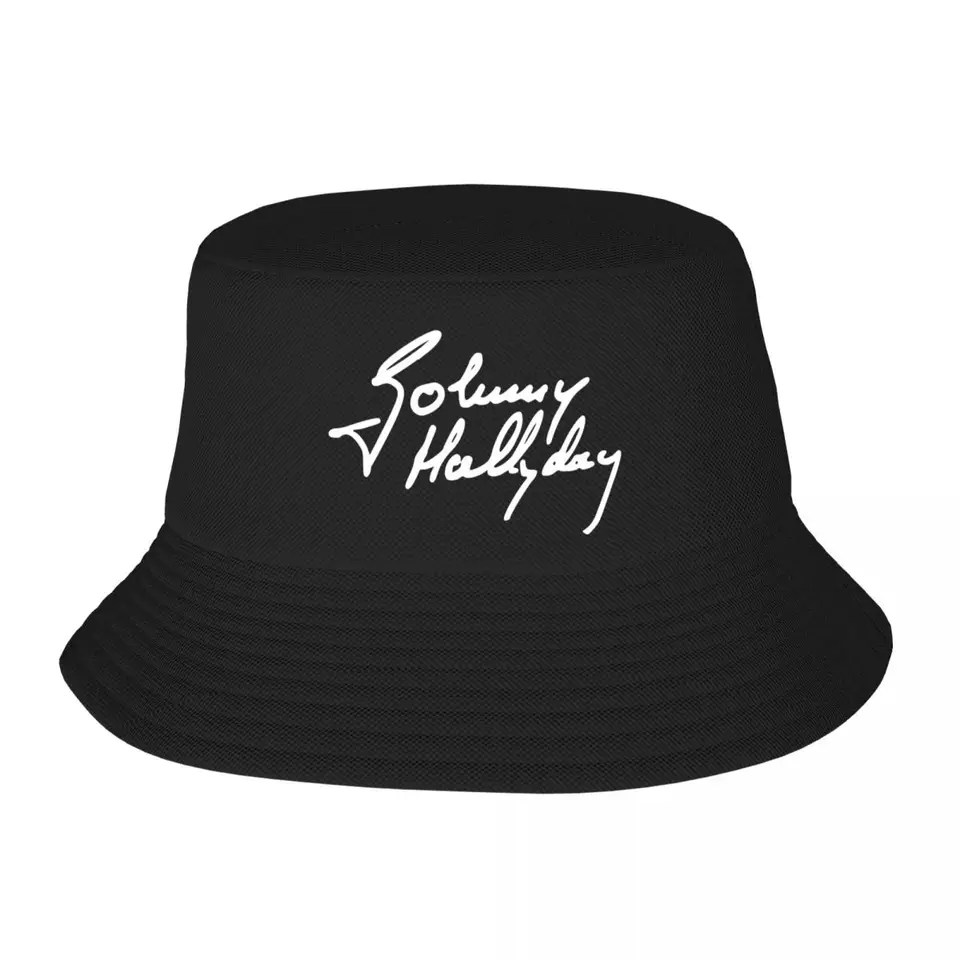 Vlastná francúzska rocková legenda Johnny Hallyday Bucket Hat Ženy Men Outdoor Sun Summer Camping Rybárska čiapka