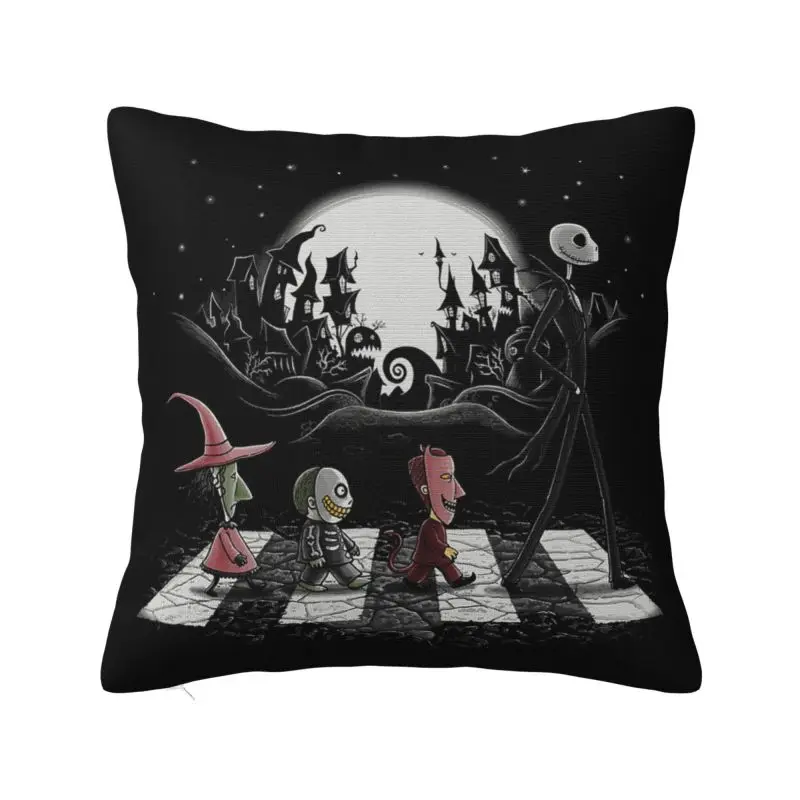 Vlastná Halloween karikatúra lebka Jack Cushion Cover Tim Burton vianočný horor mäkký vankúš v obývacej izbe dekorácia