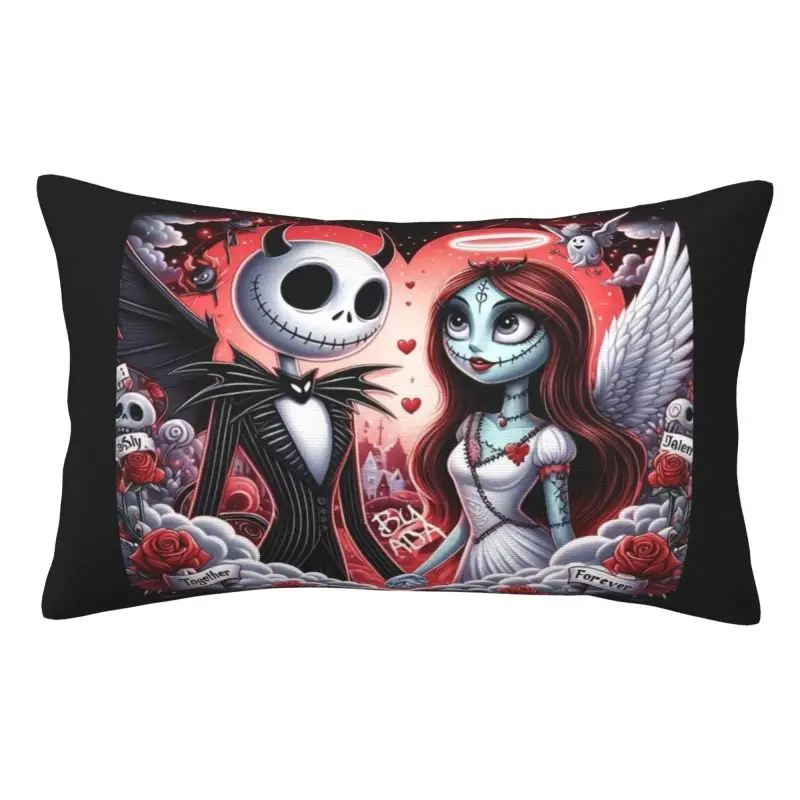 Vlastná Halloween nočná mora pred Vianocami Jack Skellington Love Velvet Cute Trow vankúš obdĺžnik