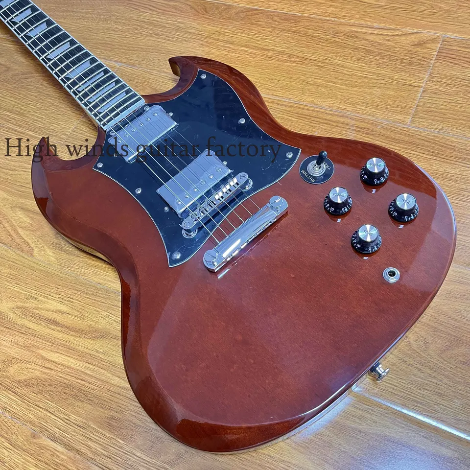 Vlastná hnedá SG Electric Guitar Chrome Hardware HH Pickups Chrome Part in Stock Dodávanie zdarma Dodávka zadarmo Doprava zdarma