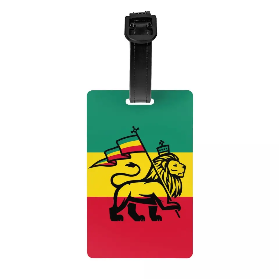 Vlastná jamajka Rasta Judah Lion Rastafari vlajka Luggage Tag Ochrana ochrana proti batožinové tagy