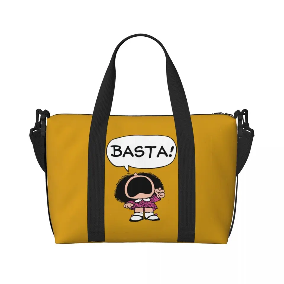 Vlastná mafalda basta tote taška pre ženy veľká kapacita quino argentína Cartoon Beach Gym Cestovné tašky
