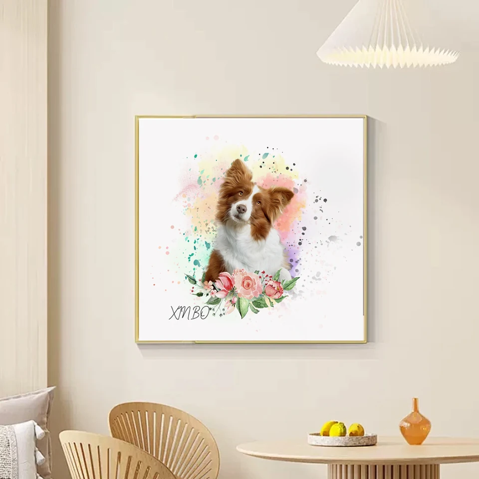 Vlastná mačka/portrét Pes Meno Canvas Interiérové ​​maľby výtlačky s vašimi fotografiami Plagáty Fotografie pre domácu dekoráciu