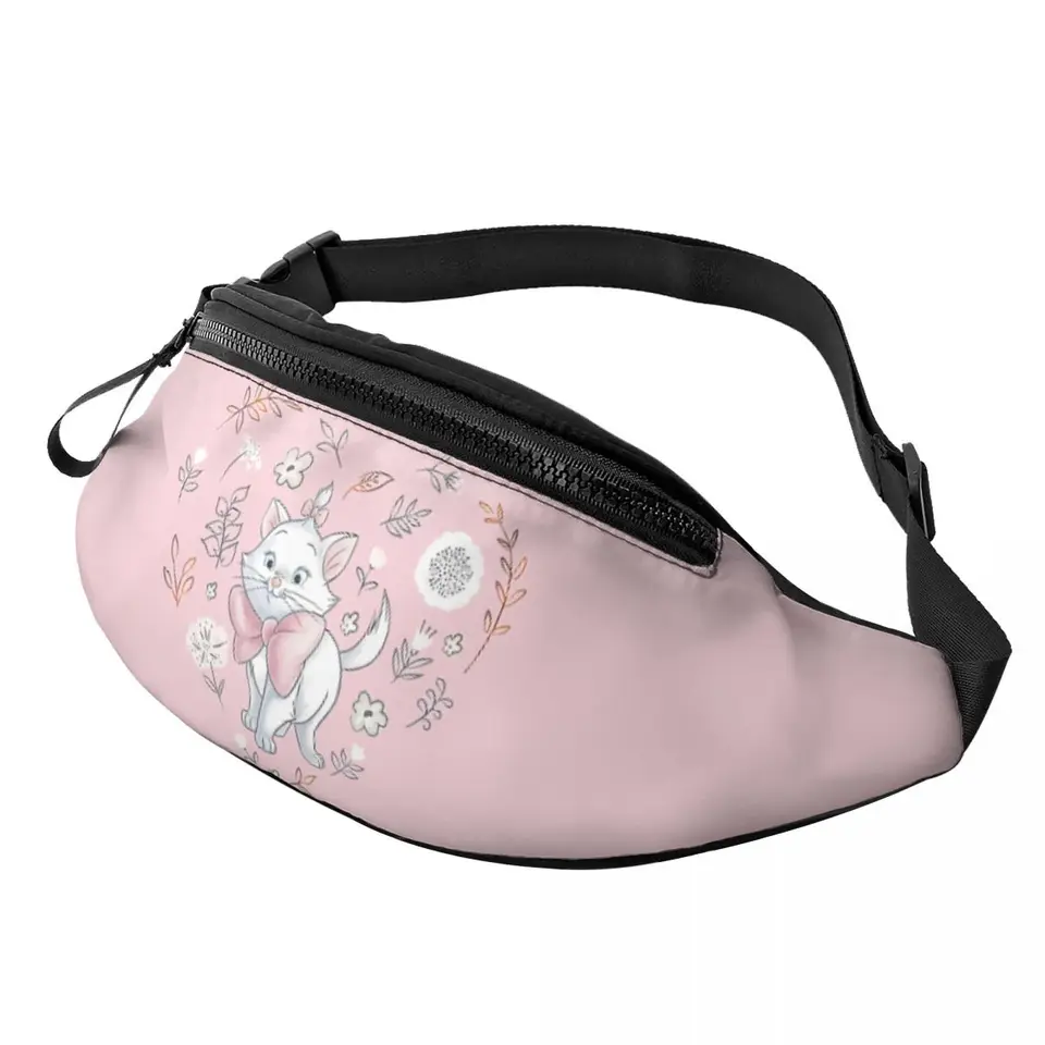 Vlastná móda Marie Cat Heart Fanny Pack pre cestovanie turistiku Men Ženy Crossbody Waist Bag Platene Peniaze na puzdro