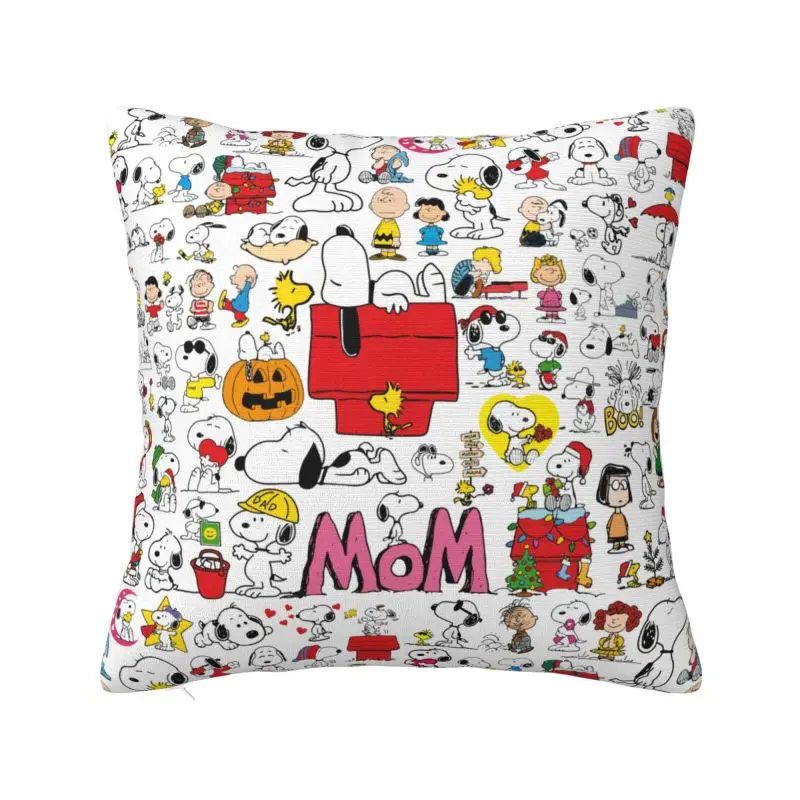 Vlastná móda roztomilá karikatúra Snoopy Cushion Cover 40x40cm Velvet hádza vankúš pre dekoráciu vankúša na štvorcový vankúš