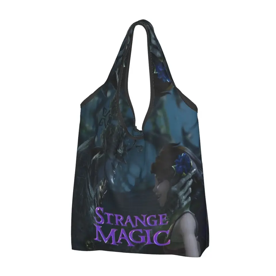 Vlastná opakovane použiteľná animácia Strange Magic Shopping Bag Women Tote Bag Prenosné obchodné tašky