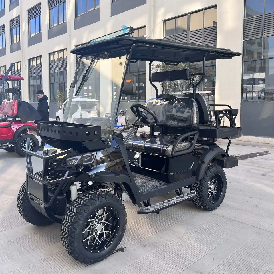 Vlastná solárna energia lítium batérie skladanie zdvihnutých golfových vozíkov 2 4 6 SEATER OFF ROAD ELEKTRICKÝ LOVE Čierny golfový vozík