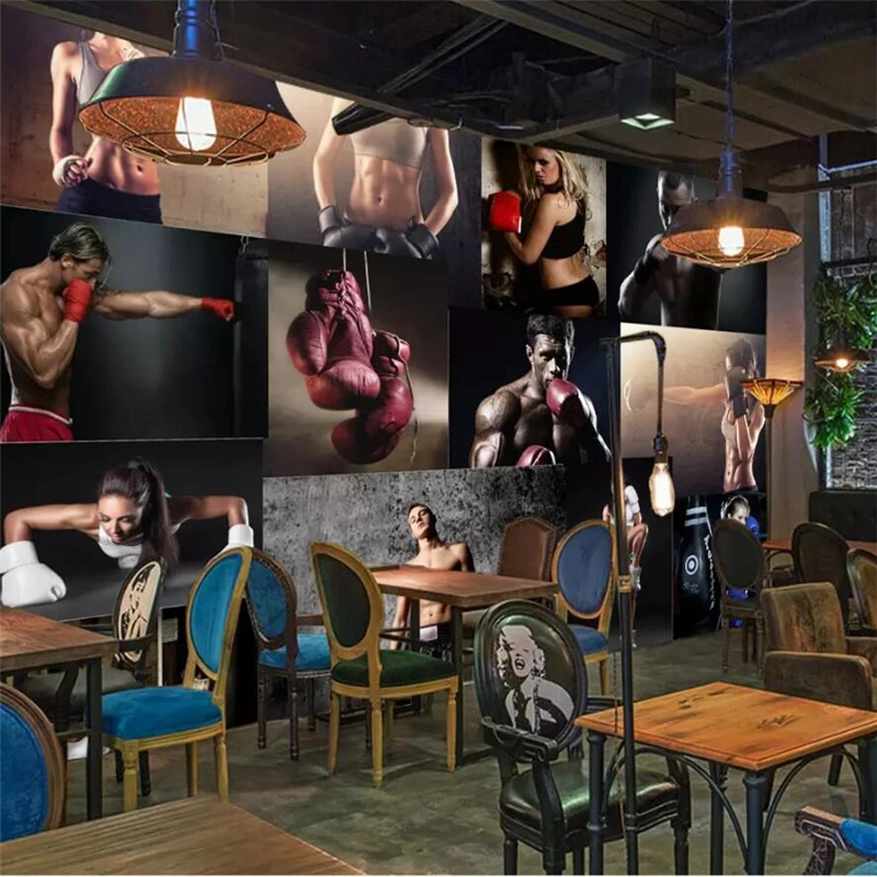 Vlastná tapeta Fashion 3D Photo Nástenná maľba Retro box Nostalgia Fitness Beauty Wall Tooling Sports Place TV TeleS Wall Wall Paper