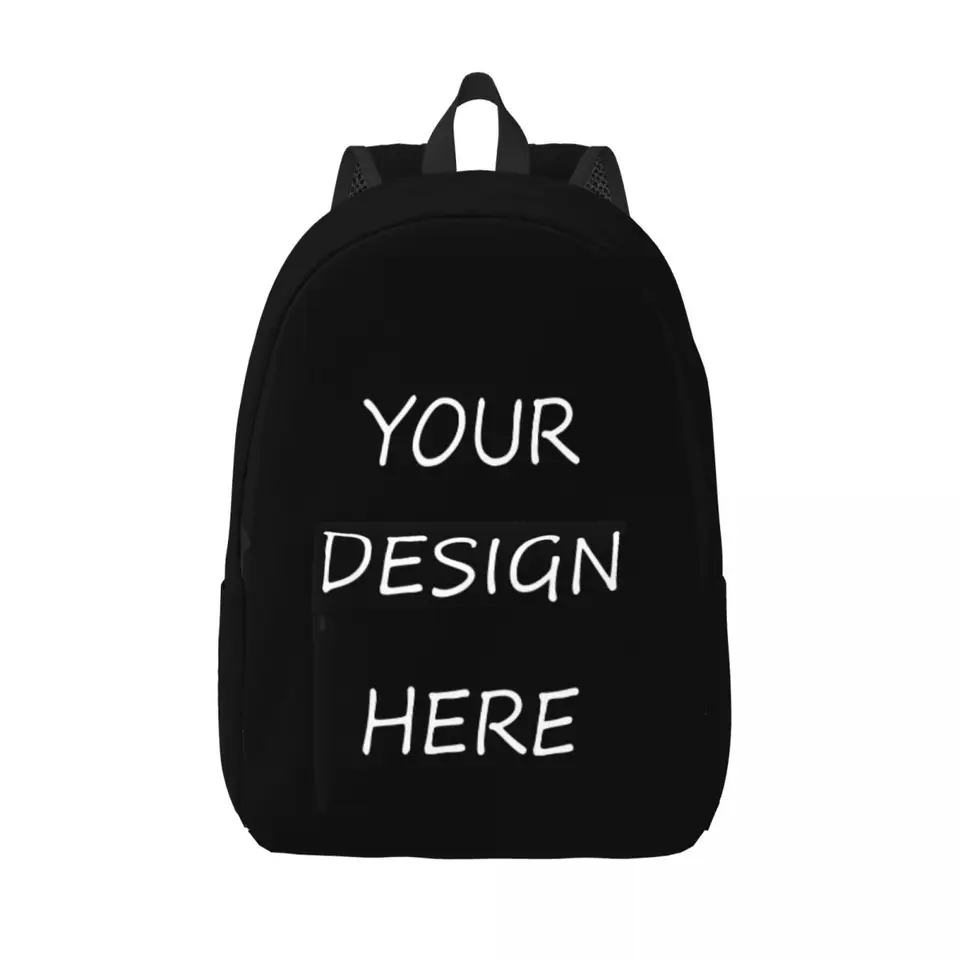 Vlastná vaša fotografická logo text tlačiť notebook Backpack Ženy Men Príležitostné knižné kníhku