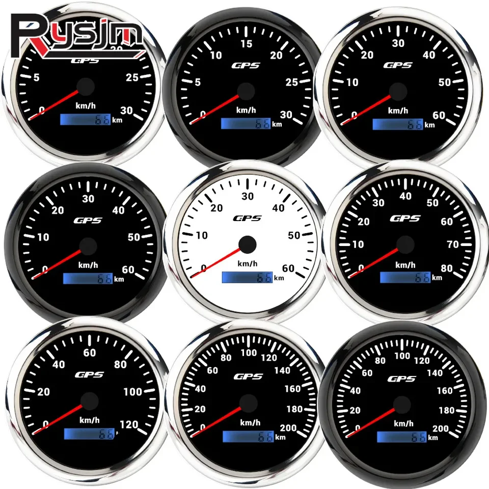 Vlastná vodotesná 110 mm GPS rýchlomer 7 farebné svetlo 60/80/10/200 kmh 120 mph