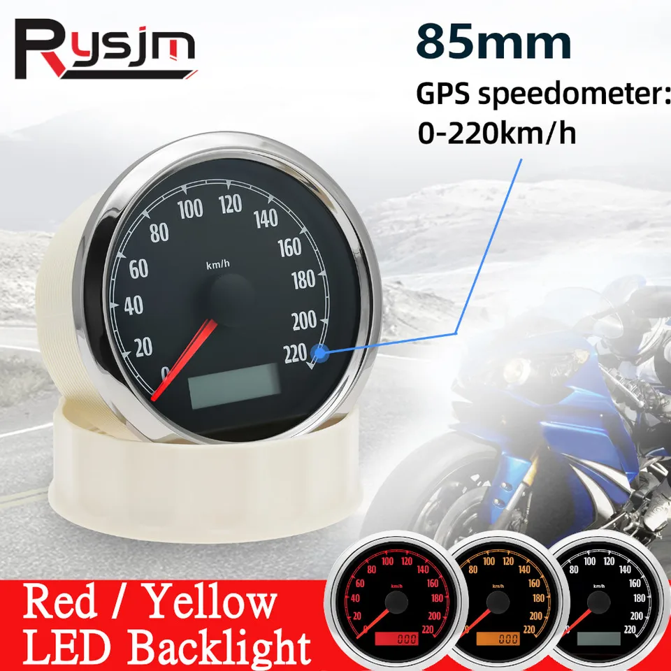 Vlastná vodotesná 85 mm tarizometer Ohrometer 0-220 km/h 220 mph + GPS anténa s červeným/žltým podsvietením pre motocykel Harley