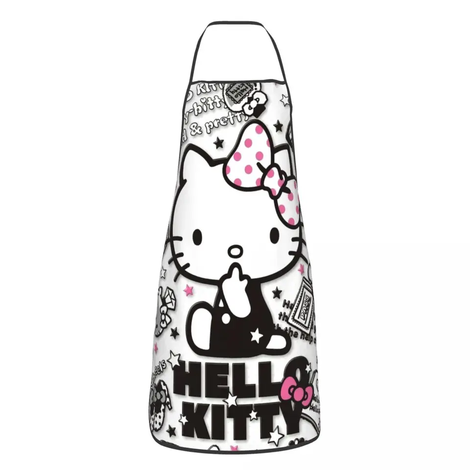 Vlastná vtipná mačka Hello Kitty Bib zástery Ženy Muži unisex kuchynský šéfkuchár Tabier kuchyňa na varenie záhradníctva na pečenie