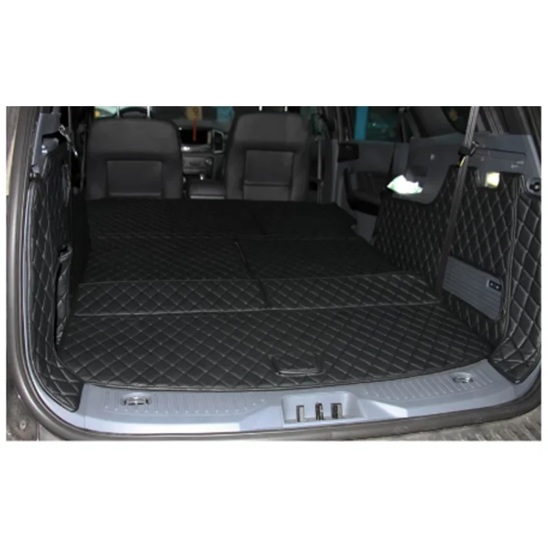 Vlastná vysoká kvalita! Plné nastavené kmeňové rohože pre kmeňa pre Ford Everest 7 sedadiel 2019-2016 Nepremokavá nákladná vložka Boot Carpets for Everest