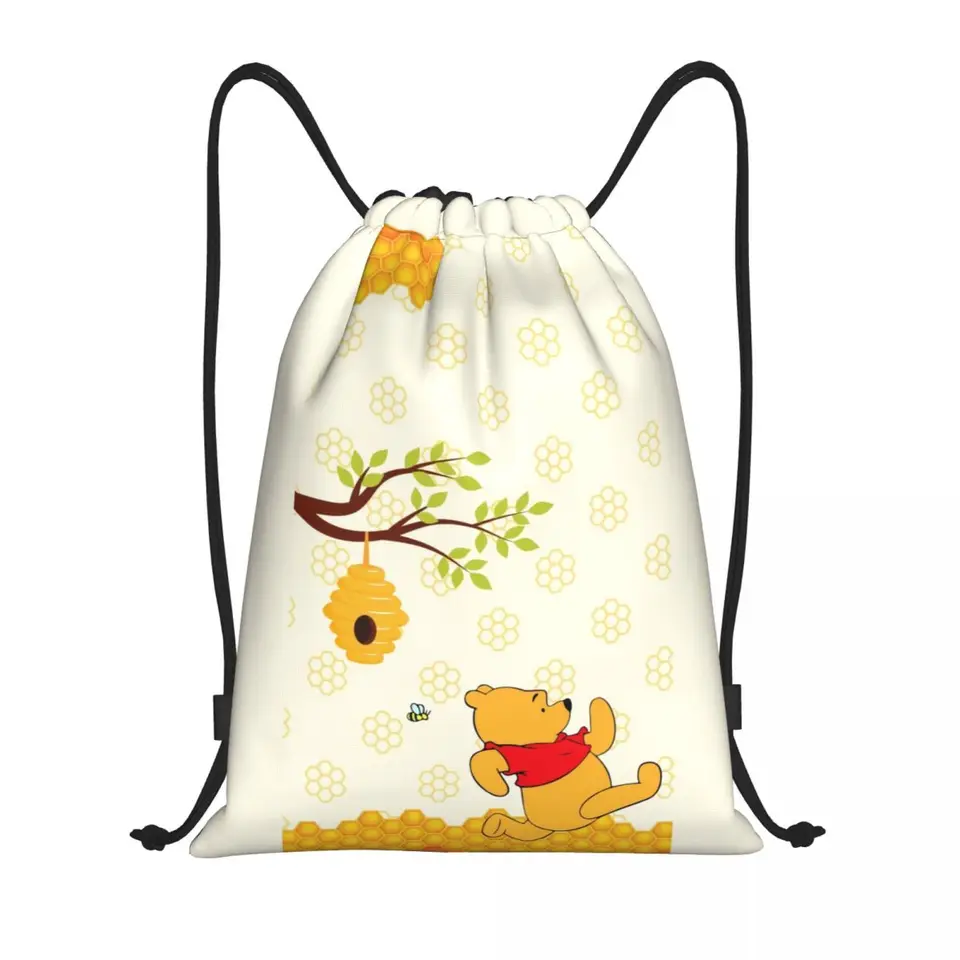 Vlastná Winnie Pooh Bear Cartoon Refering batoh ženy Men Men Gym Sport Sackpack Flowable Training Bag Sack