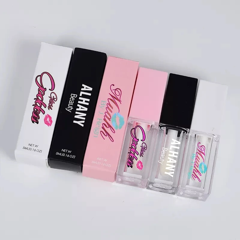 Vlastná štítok štvorcový lesklý lesklý trubice s logovým boxom Veľkoobchod s 5 ml pery legs s prázdnou trubicou rúž Lipstick Lipblam Fľašové nádoby Balenie