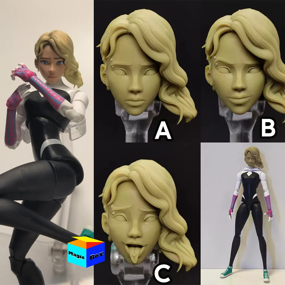 Vlastné 1/12 v mierke ženské vojaky anime znaky Gwen Spider Man Hlava Scull Sculp pre 6 -palc ML SHF MAFEX Action Figures Model