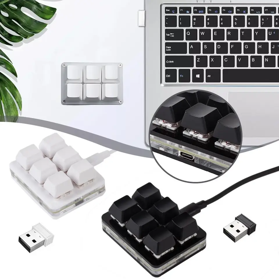 Vlastné 6 klávesníc Keypad 2.4g Wireless Bluetooth USB C Programovanie makro mechanická klávesnica pre herné skratky Klávesy Mini KeyB H2Y4