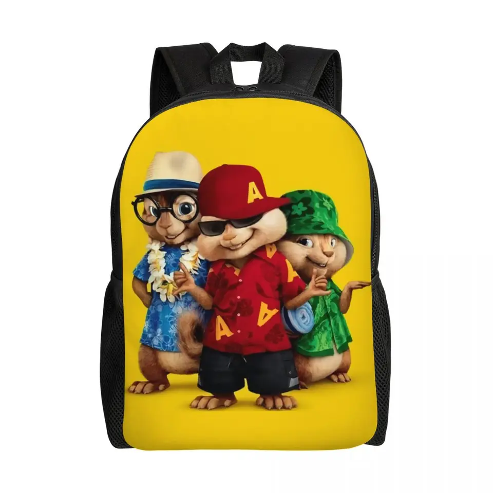 Vlastné alvin Seville Cartoon Backpacks Ženy Men Základný bookbag pre školu College The Chipmunks Bags