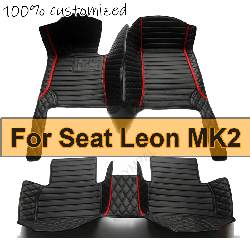 Vlastné automobilové podlahové rohože pre sedadlo Leon Mk2 2006 2007 2008 2009 2010 Automatické luxusné kožené mužy Dámske auto rohože plné pokrytie