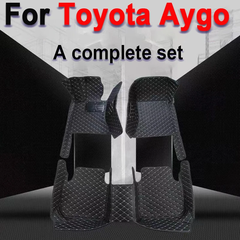 Vlastné automobilové podlahové rohože pre Toyota Aygo 2014 2015 2016 2017 2017 2018 Automatické luxusné kožené mužy Dámske autá Matky Plné pokrytie