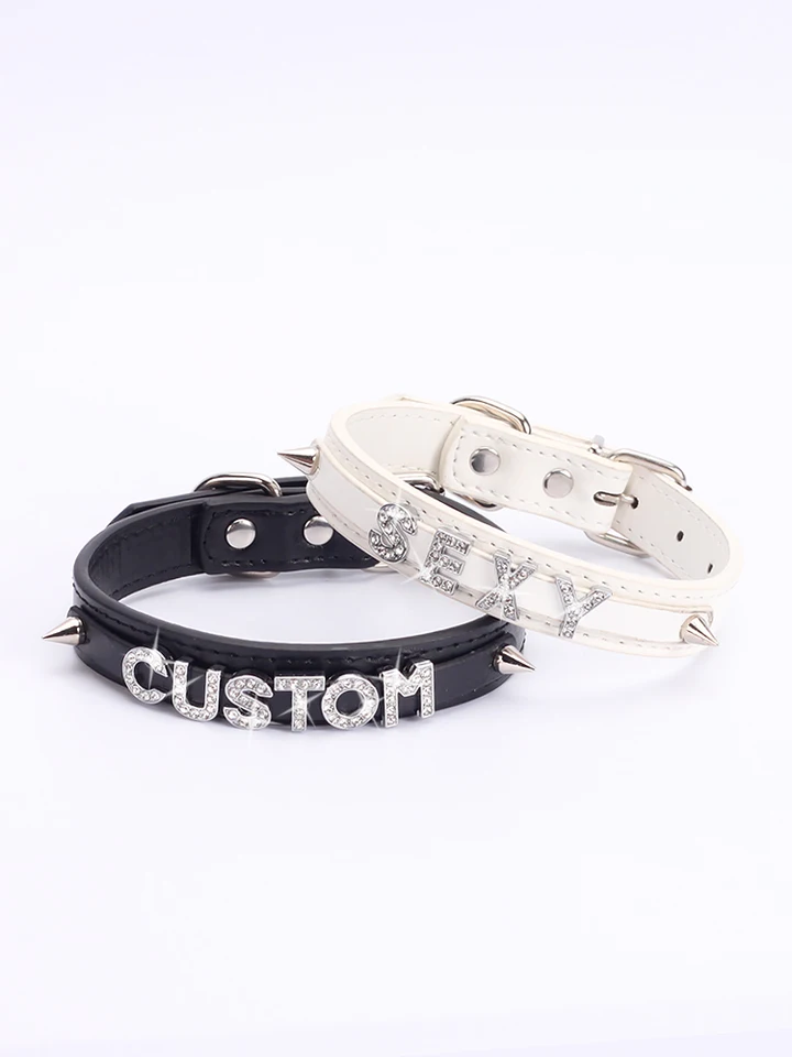 Vlastné blikajúce krištáľové písmená Nivet Choker Collar Ženy Pu Leather Goth Gothlace pre ženy Club Cluber Sexy šperky