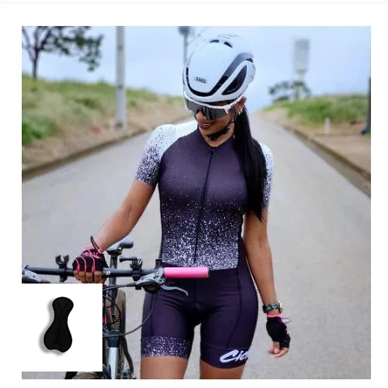 Vlastné cyklistické triatlonové obleky, dámske krátke rukávy Skinuit One Piece Biksuit Sucksuit Female Bodysuit Summer Triatlon Sucksuit