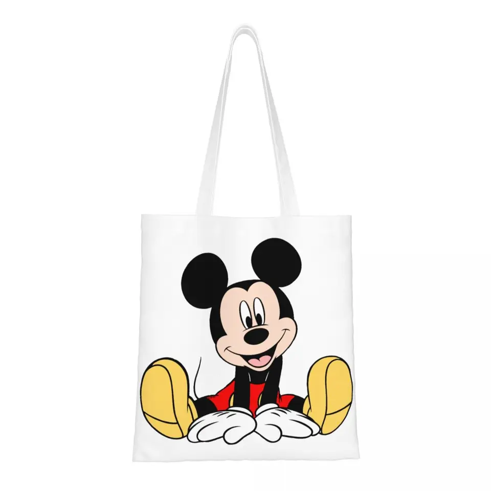 Vlastné Disney Mickey Mouse Minnie Potraviny nákupné tašky Kawaii tlač na kupujúci nakupujúci rameno tote tašku umývateľnú kabelku