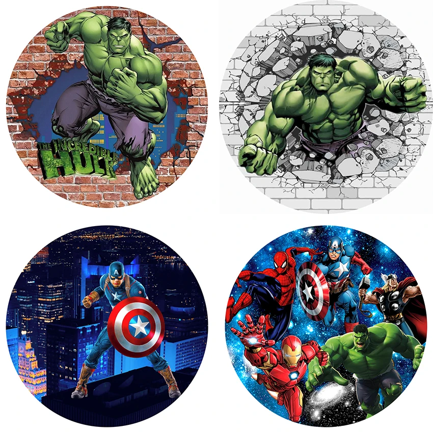 Vlastné Disney superhrdina Avengers bábätko kruh kruhu na pozadí narodeninovú oslavu dekorácia Hulk Round Photography Kady