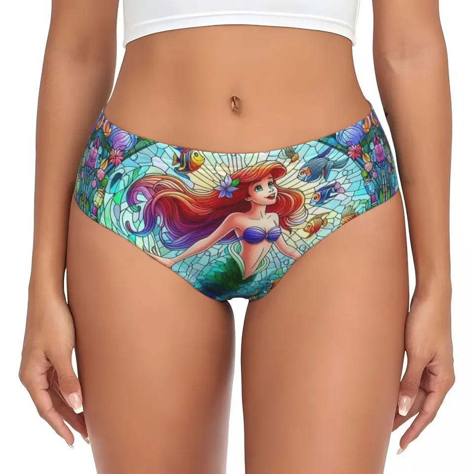 Vlastné dámske Ariel Little Mermaid Cartoon Tlačené nohavičky spodná bielizeň