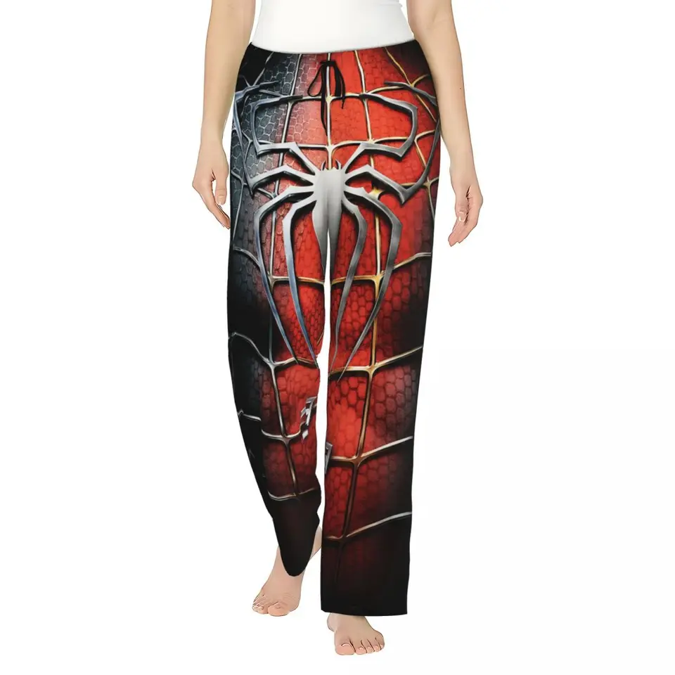 Vlastné dámske pavúky Man Manga Anime Pajama Pants Pants Custom Printed Spider Web Sleep Sleepwear Bottom