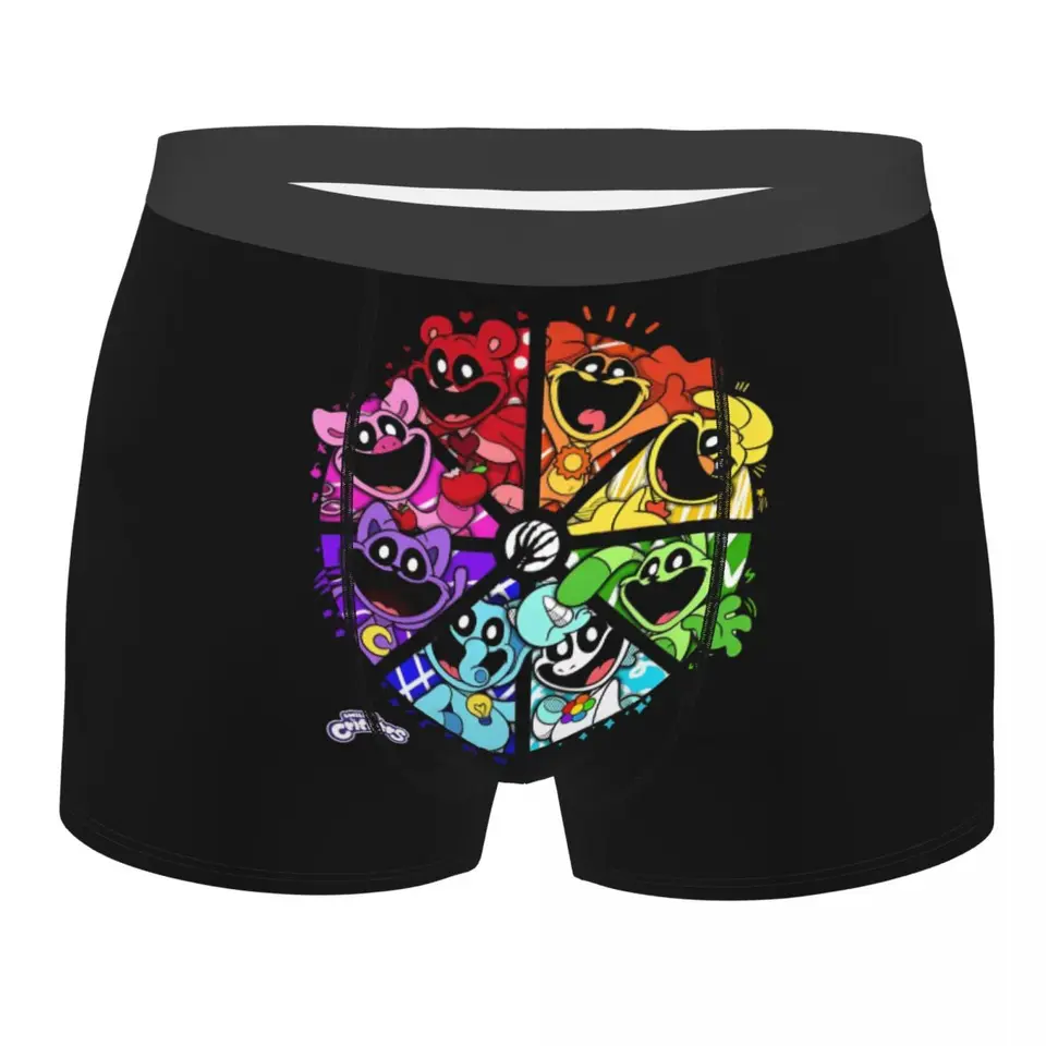 Vlastné farebné usmievavé usmievavé ústa Skupina Skupina Underwear Stretch Scarry Animovaný boxer šortky nohavičky mäkké pre muža