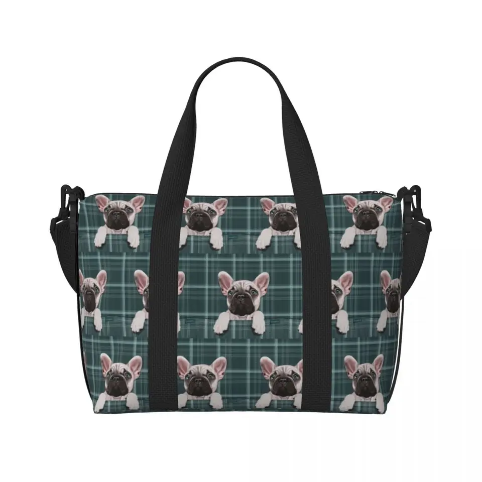 Vlastné francúzsky milenec psov Tote Bag Ženy veľkú kapacitu francúzsky buldog maznáčik pre kýl