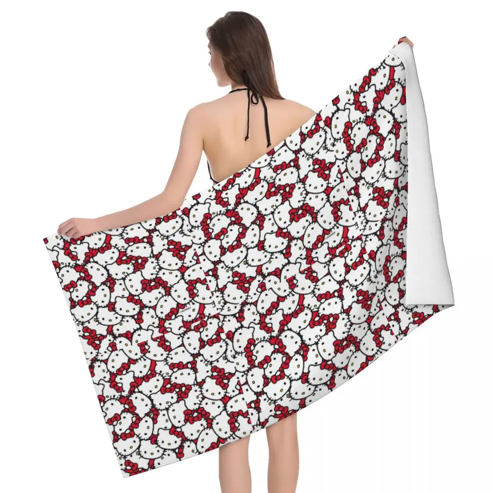 Vlastné Hello Kitty Pattern Bath Beach Towel uterák mikrovlákn