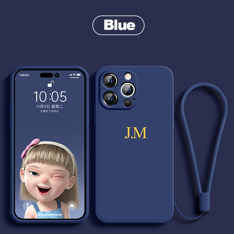 Vlastné iniciály Názov pre iPhone 13 12 11 14 15 Pro Max Personalizované dievčatá mäkké tekuté silikónové darčeky pre domácich majstrov